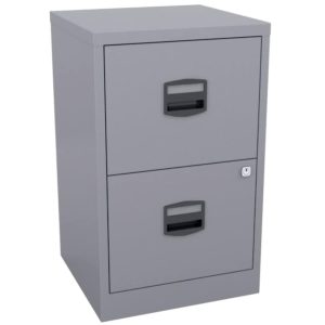 Steel Filing Cabinet with 2 Lockable Drawers 413 x 400 x 672 mm Goose Grey