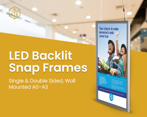 LED Backlit Snap Frames – Single & Double Sided, Wall Mounted A0–A3